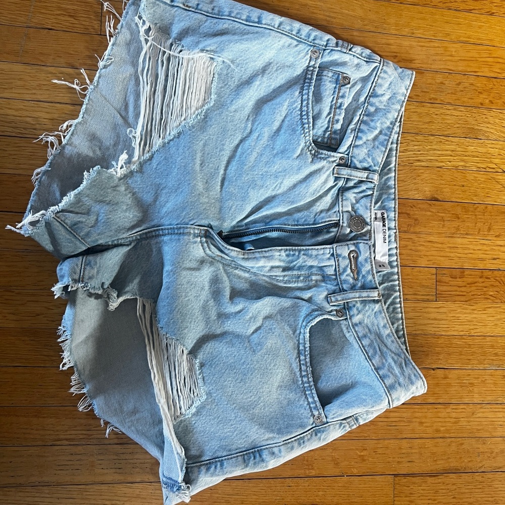 Garage Light Blue Ripped Jean Shorts